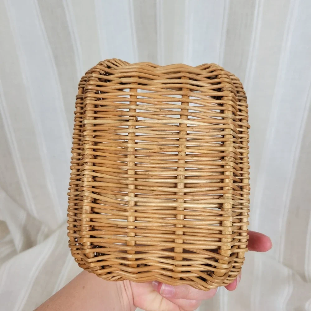 Miniature Woven Basket Rectangle Rectangular Cottagecore Boho Decor
